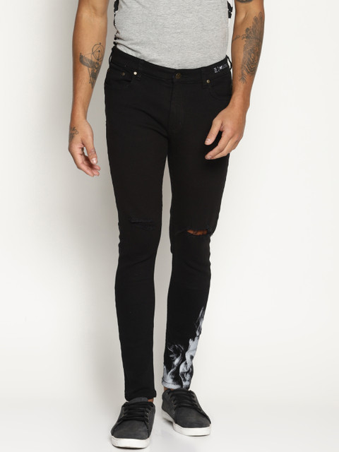 

KULTPRIT Men Black Skinny Fit Mid-Rise Slash Knee Stretchable Jeans
