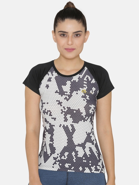 

N-Gal Women White Printed Round Slim Fit Neck T-shirt
