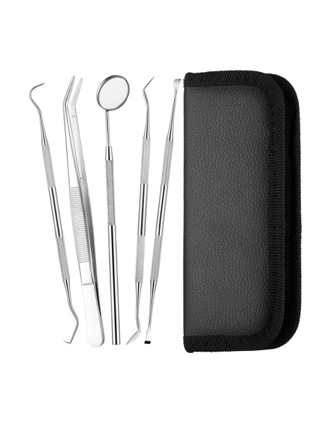 

Foolzy Women Silver-Toned Set Of 5 Dental Stainless Steel Personal Oral Care Tools