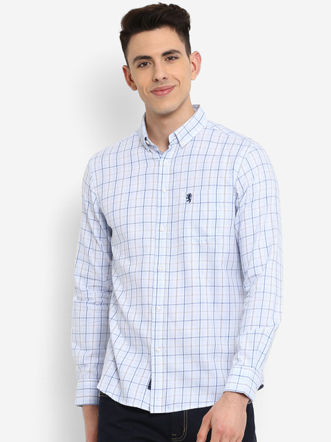

Red Tape Men Blue & White Regular Fit Checked Casual Shirt
