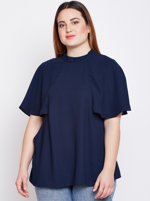 

NuBella Plus Size Women Navy Blue Solid A-Line Top