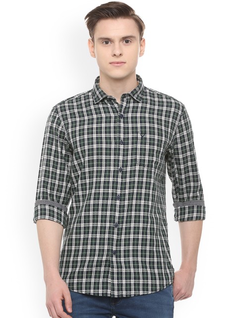 

Solly Jeans Co. Men Green & Grey Regular Fit Checked Casual Shirt