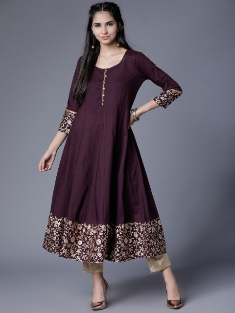 

Folklore Women Burgundy Printed Anarkali Kurta