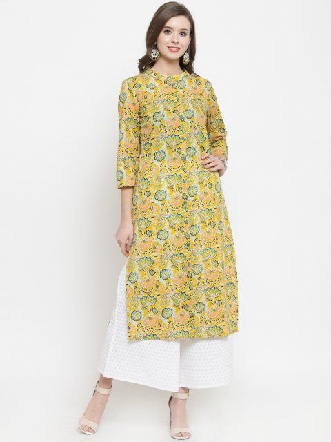 

Varanga Women Mustard Yellow & White Printed Kurta with Palazzos