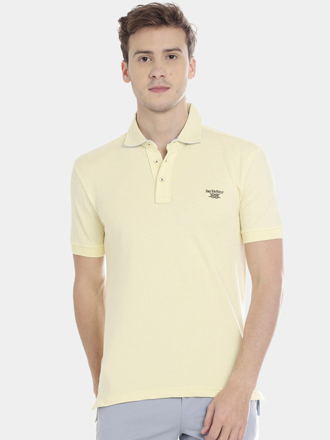 

Bar Harbour Men Yellow Solid Polo Collar T-shirt