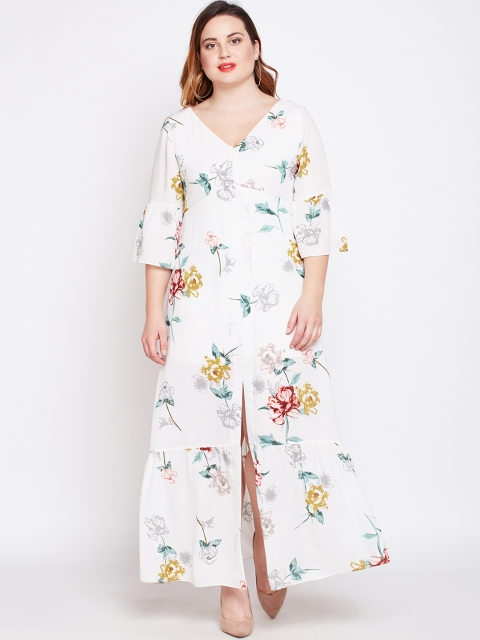 

NuBella Plus Size Women White Printed Maxi Dress