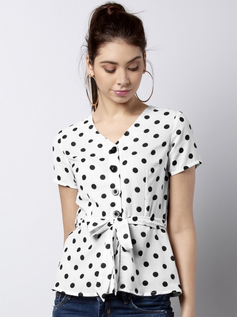 

FabAlley Women White Printed Shirt Style Top