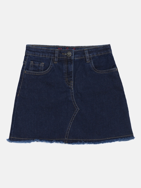 

Blue Giraffe Girls Blue Solid A-Line Pure Cotton Skirt