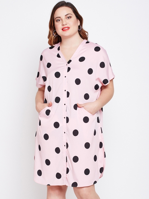 

NuBella Plus Size Women Pink Printed Shirt Dress