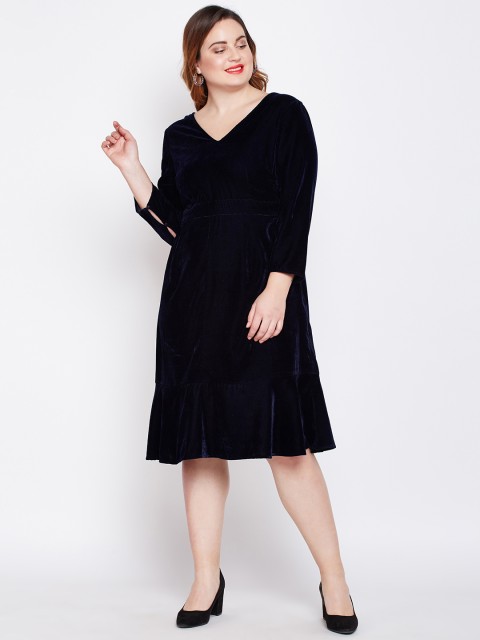 

NuBella Plus Size Women Navy Blue Solid Fit and Flare Dress