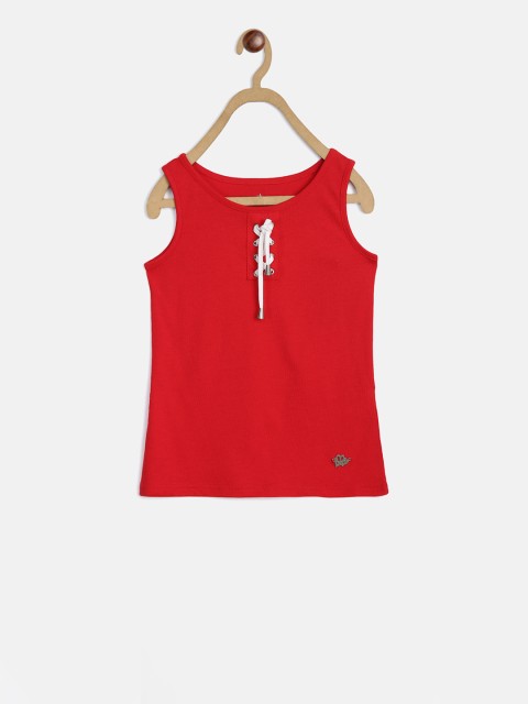

ELLE Girls Red Solid Round Neck T-shirt