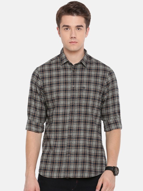 

THE BEAR HOUSE Men Grey Club Slim Fit Checked Casual Shirt