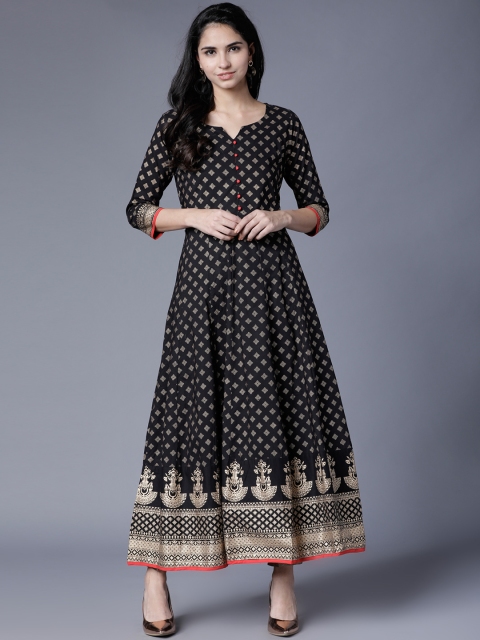 

Folklore Women Black Printed Anarkali Kurta