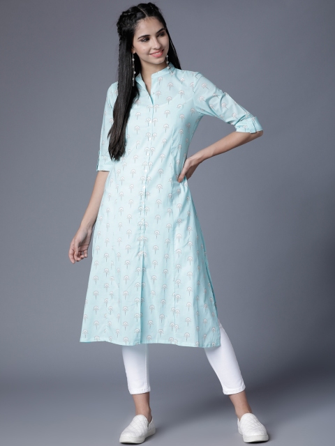 

Folklore Women Blue Printed Straight Kurta
