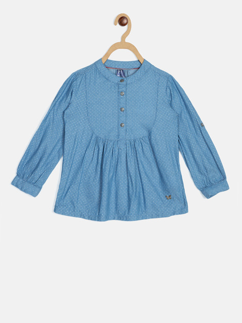 

Blue Giraffe Girls Blue Self Design A-Line Top