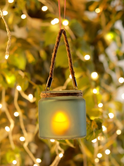 

Aapno Rajasthan Set of 2 Yellow & Blue Hanging Bucket Tea Light Holder