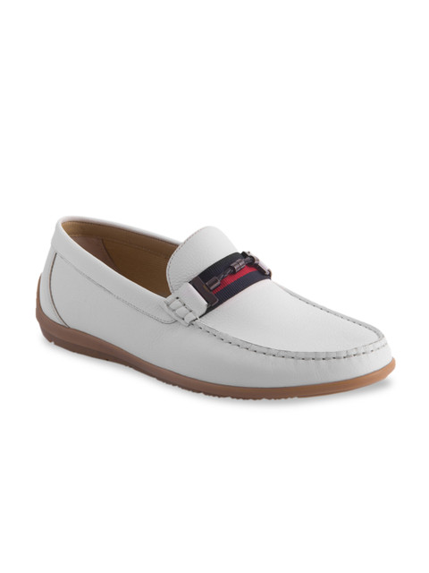 

TONI ROSSI Men White Leather Loafers