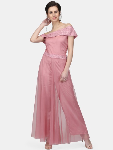 

Eavan Pink Self Design Basic Jumpsuit