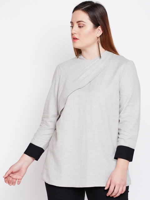 

NuBella Plus Size Women Grey Solid A-Line Top