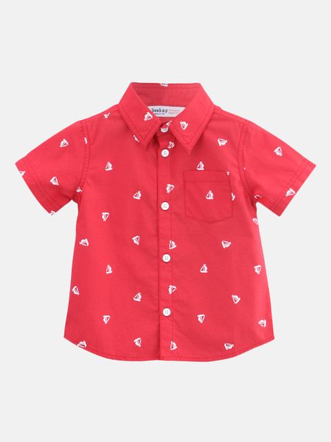 

Beebay Boys Red Regular Fit Printed Casual Shirt