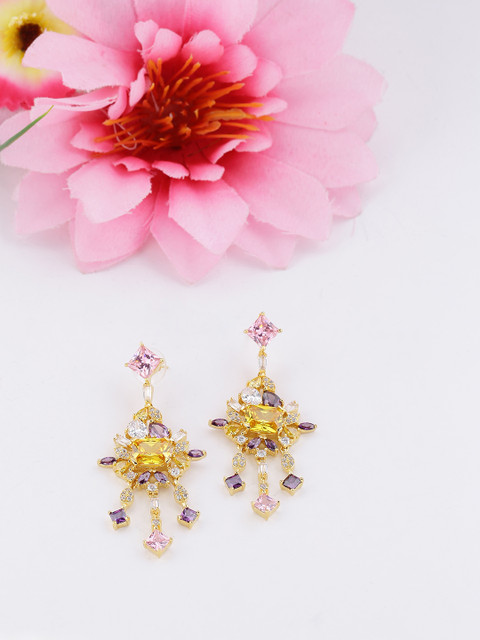 

Studio Voylla Gold-Toned Contemporary Drop Earrings