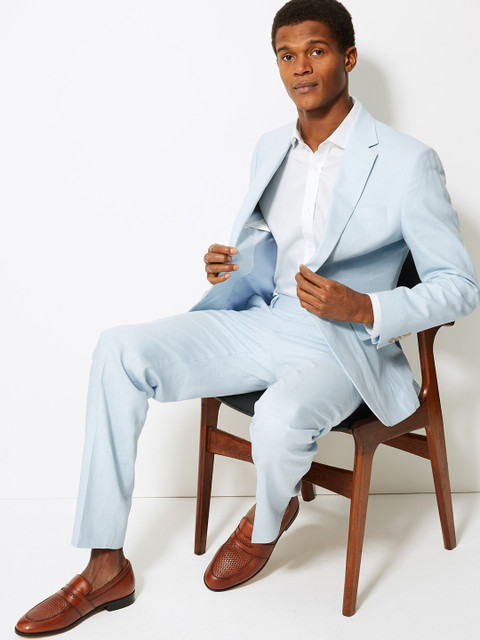 

Marks & Spencer Men Blue Regular Fit Single-Breasted Blazer