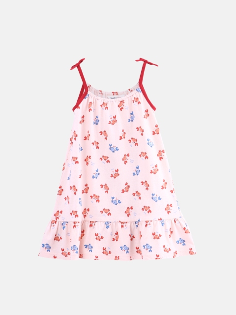 

Beebay Girls Pink Printed Drop-Waist Dress