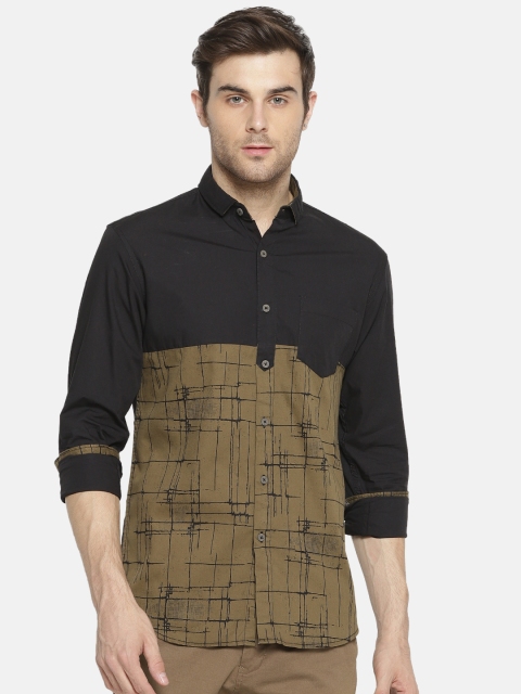 

Campus Sutra Men Black Standard Regular Fit Colourblocked Casual Shirt