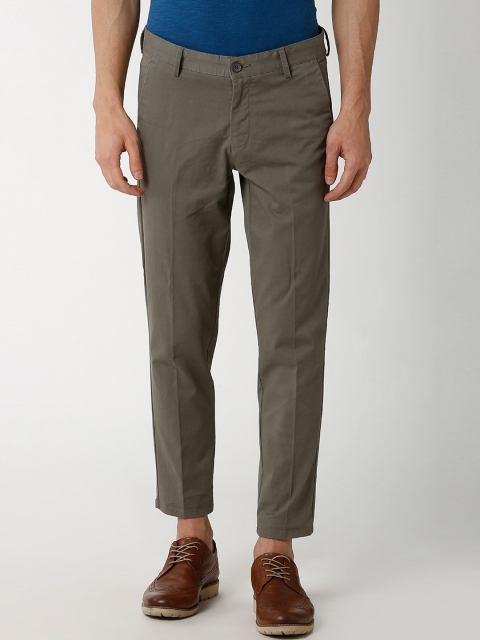 

Peter England Casuals Men Olive Green Slim Fit Solid Regular Trousers