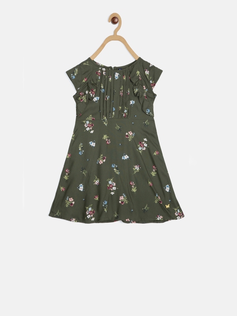 

Blue Giraffe Girls Green Printed A-Line Dress
