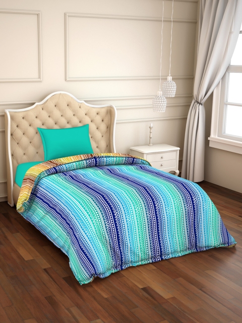 CORE Designed by SPACES Blue Geometric AC Room 150 GSM Single Bed Comforter