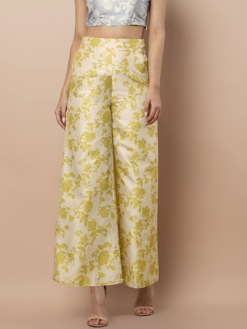 

INDYA Women Off-White Wide Leg Printed Palazzos