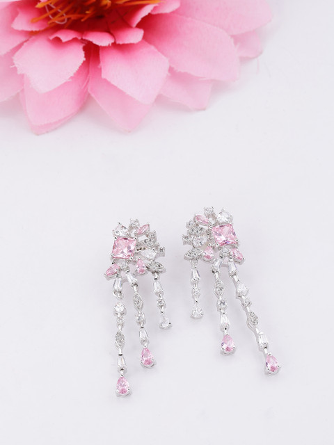 

Studio Voylla Silver-Toned Contemporary Drop Earrings