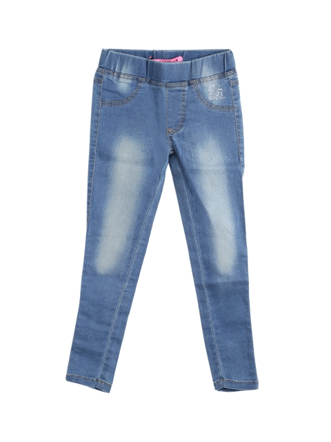 

612 league Girls Blue Regular Fit High-Rise Clean Look Jeans
