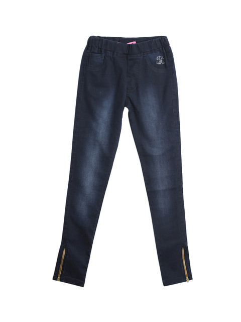 

612 league Girls Blue Regular Fit High-Rise Clean Look Jeans
