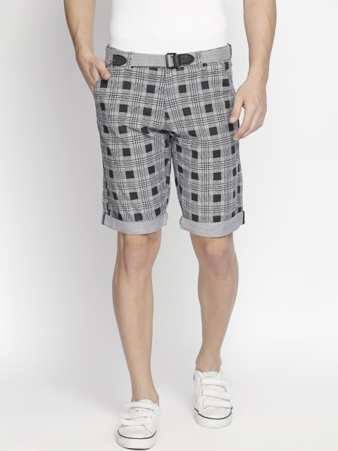 

beevee Men Grey Checked Regular Fit Regular Shorts