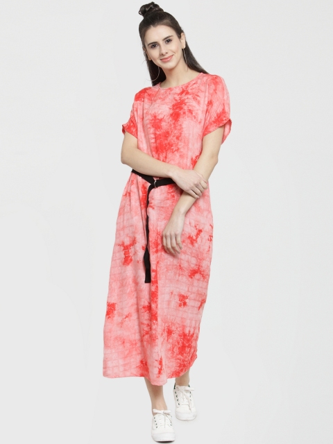 

J Style Women Orange Printed A-Line Dress