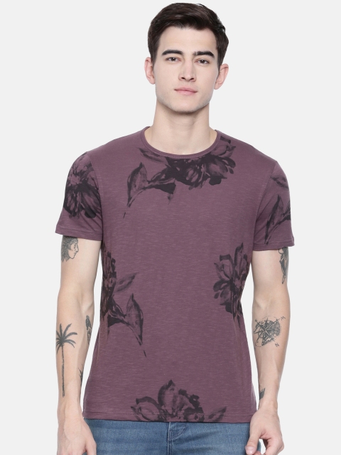 

Breakbounce Men Purple Printed Round Neck T-shirt