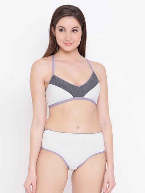 

Clovia Women Grey & White Lingerie Set COMBR039232