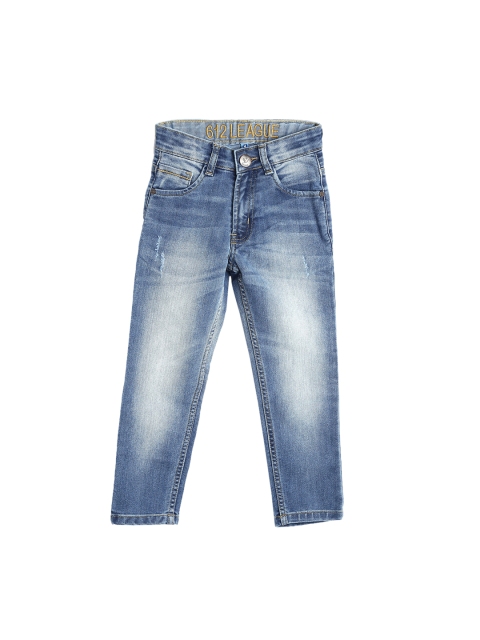 

612 league Boys Blue Regular Fit High-Rise Low Distress Jeans