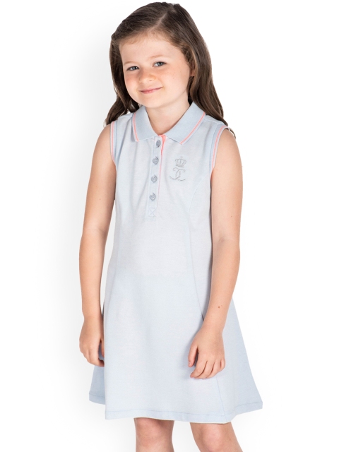 

Cherry Crumble Girls Blue Solid T-shirt Dress
