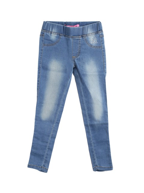 

612 league Girls Blue Regular Fit High-Rise Clean Look Jeans