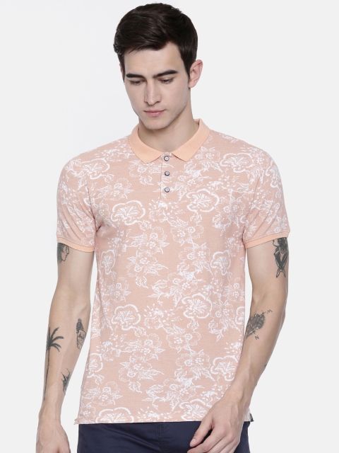 

Breakbounce Men Peach-Coloured Printed Polo Collar T-shirt