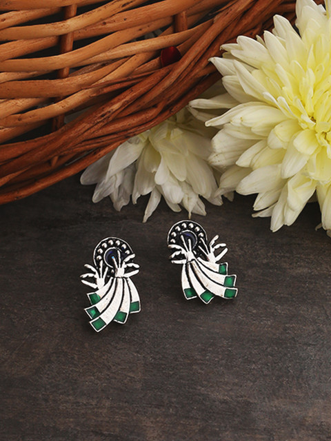 

Studio Voylla Silver-Toned Contemporary Studs