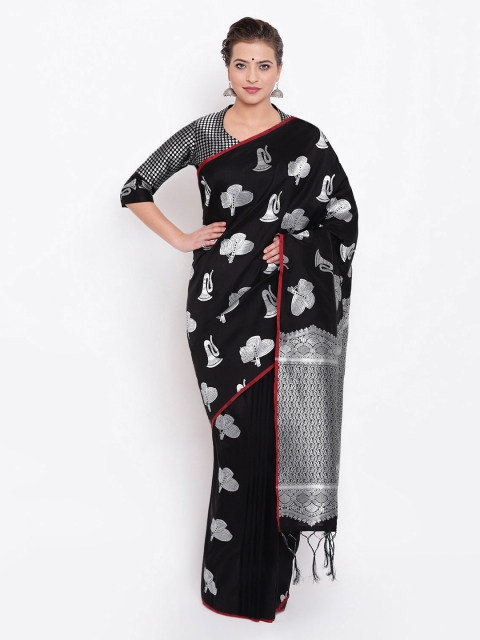 

Kvsfab Black Woven Design Silk Blend Saree