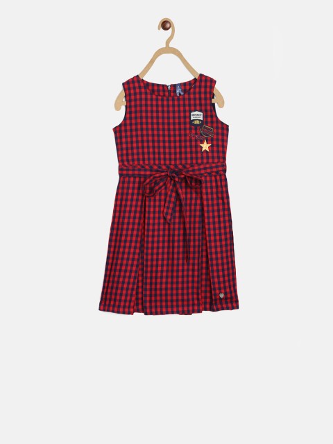 

Blue Giraffe Girls Red Printed A-Line Dress