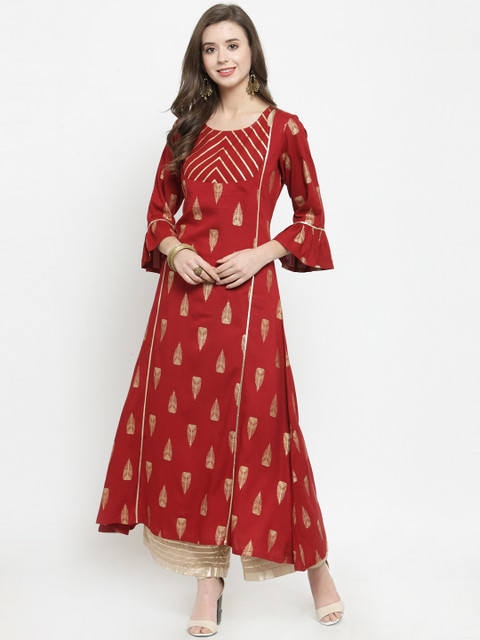 

Varanga Women Maroon & Beige Printed Kurta with Palazzos
