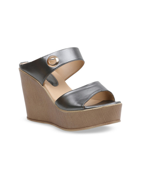 

pelle albero Women Gunmetal-Toned Solid Heels, Metallic