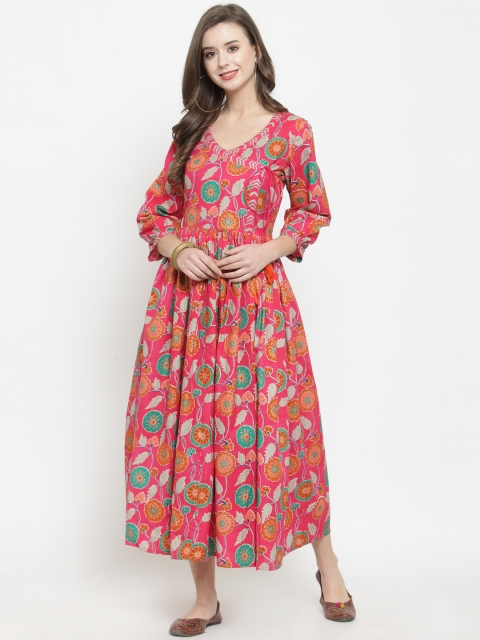 

Varanga Women Pink Printed Fit and Flare Dress