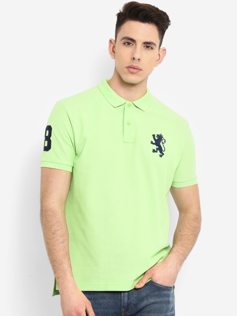

Red Tape Men Green Solid Polo Collar Pure Cotton T-shirt